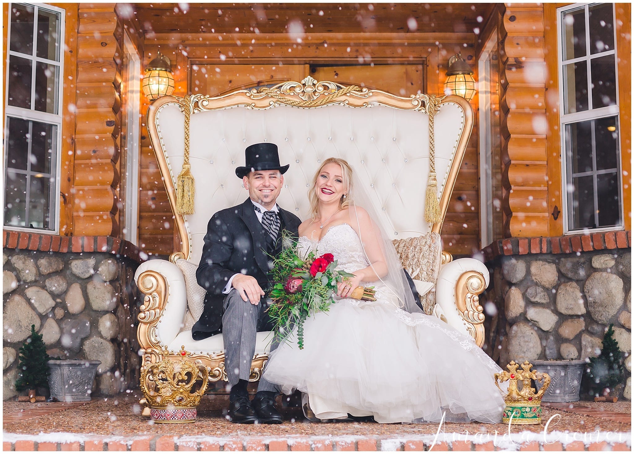  Snow Wedding | Narnia Themed Wedding | Couple Smiling