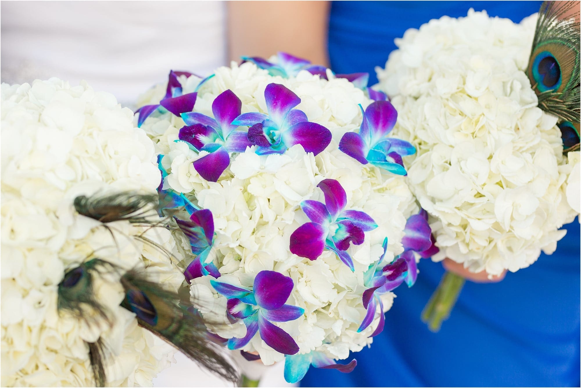 Wedding bouquet, blue and purple