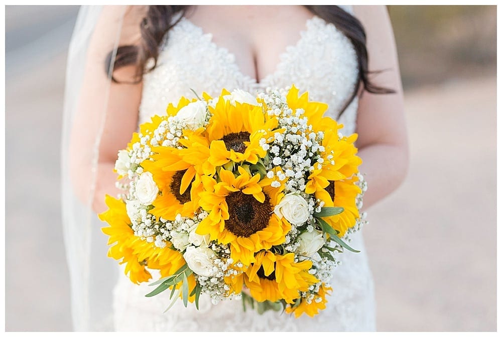superstition manor wedding, sunflower bouquet