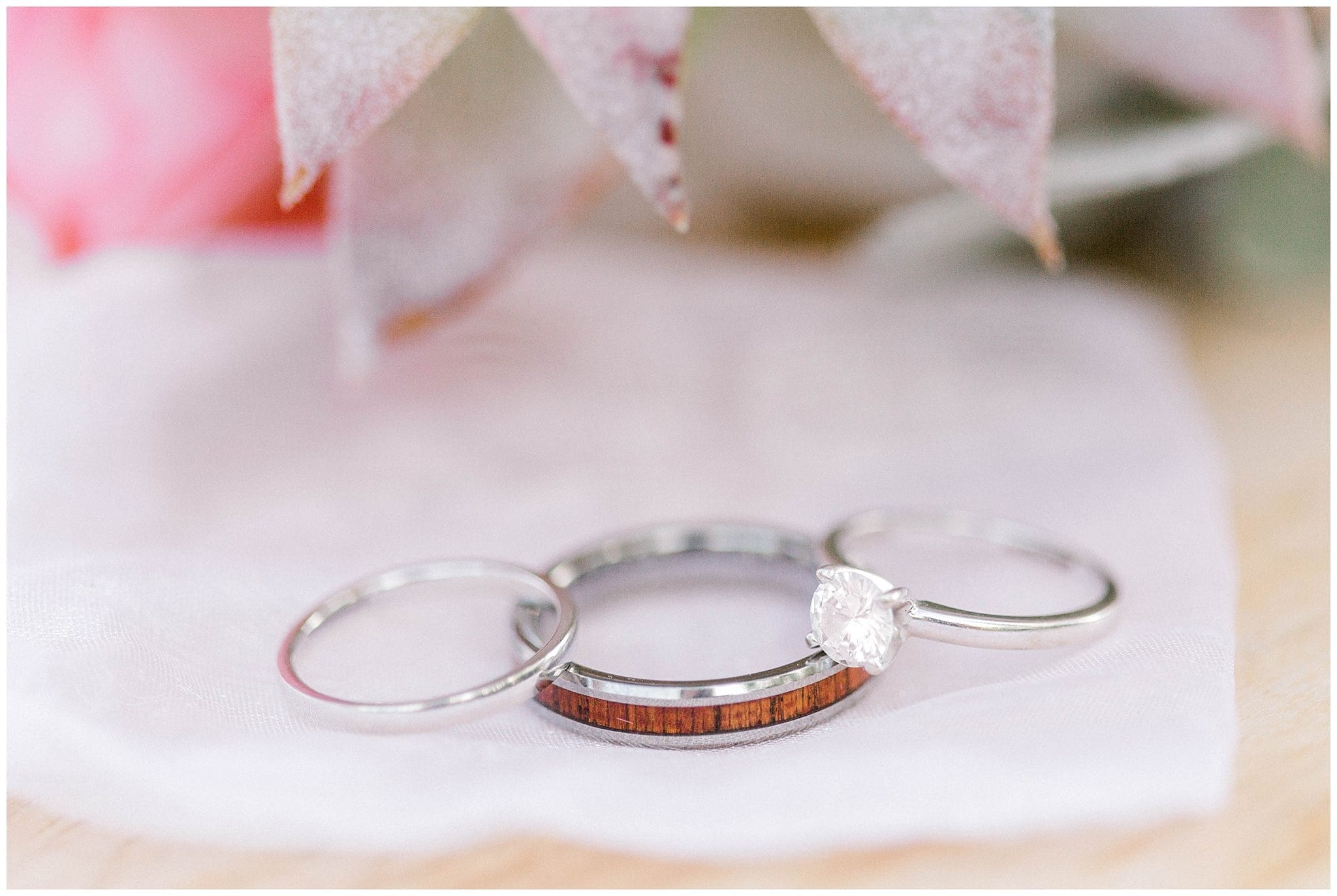 Engagement ring, wedding bands
