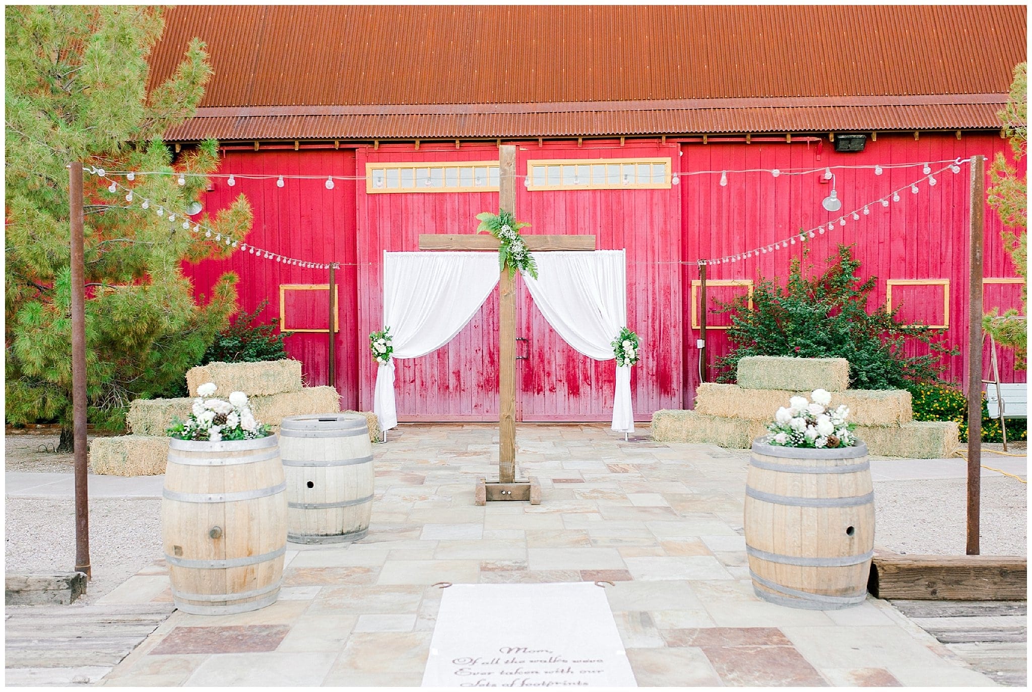 Windmill Winery Barn Wedding, Country Wedding, Outdoor Wedding, Country themed wedding, Tractors, John Deere Wedding, Big Red Barn Wedding, Ceremony Decor