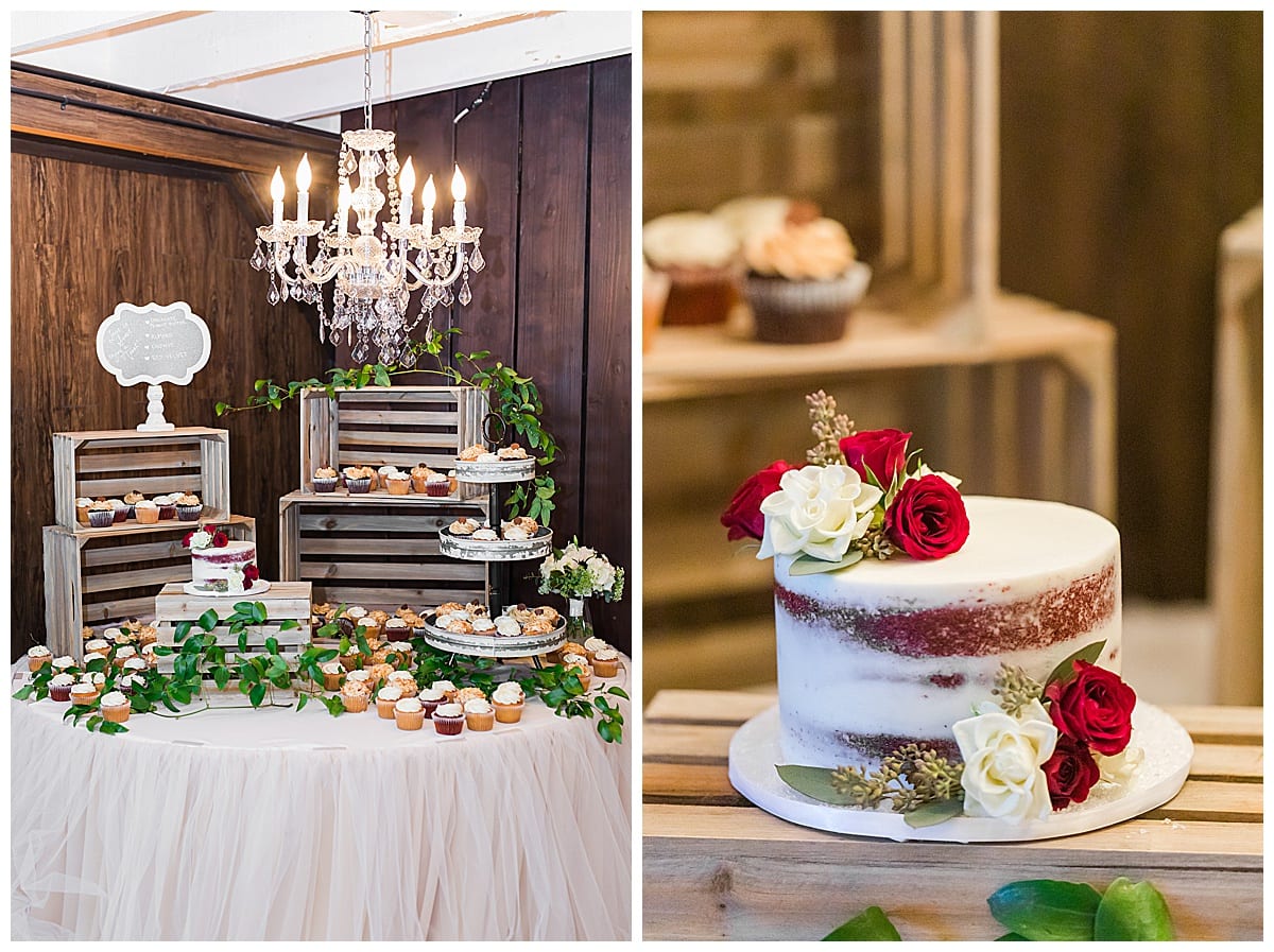 wedding cake, dessert table, cupcakes
