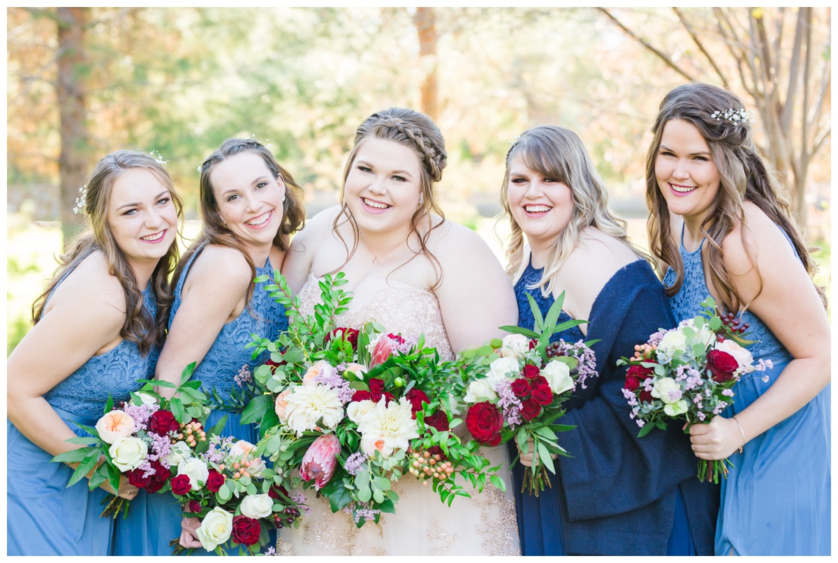Wedding party, blue dresses