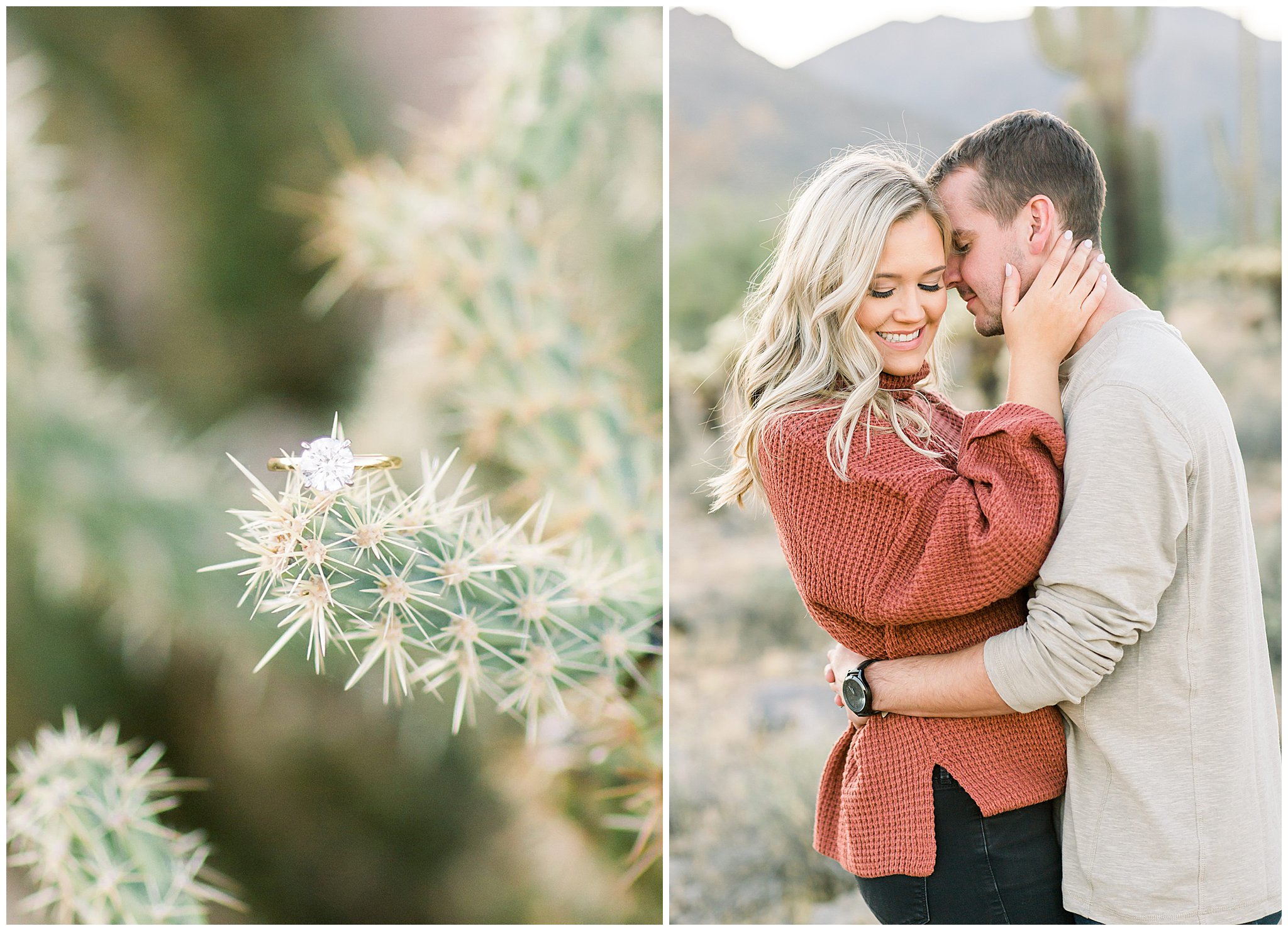 Desert engagement Pictures, Phoenix Desert Engagement Pictures, Sunset engagement Pictures, What to wear for an engagement Picture, Couple embracing, Champagne during engagement session, Champagne engagement Pictures