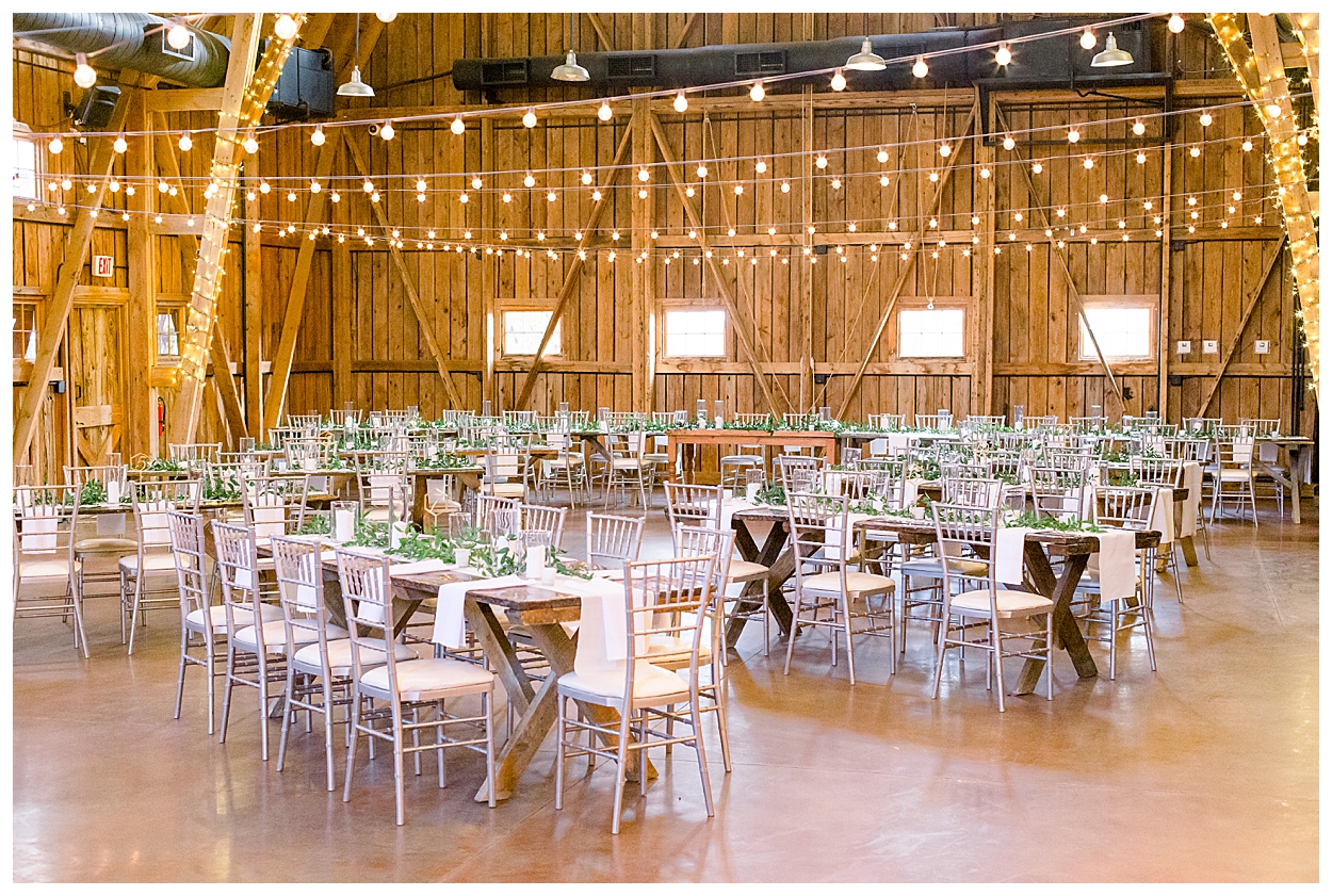 inside windmill winery barn, table set up, picnic tables