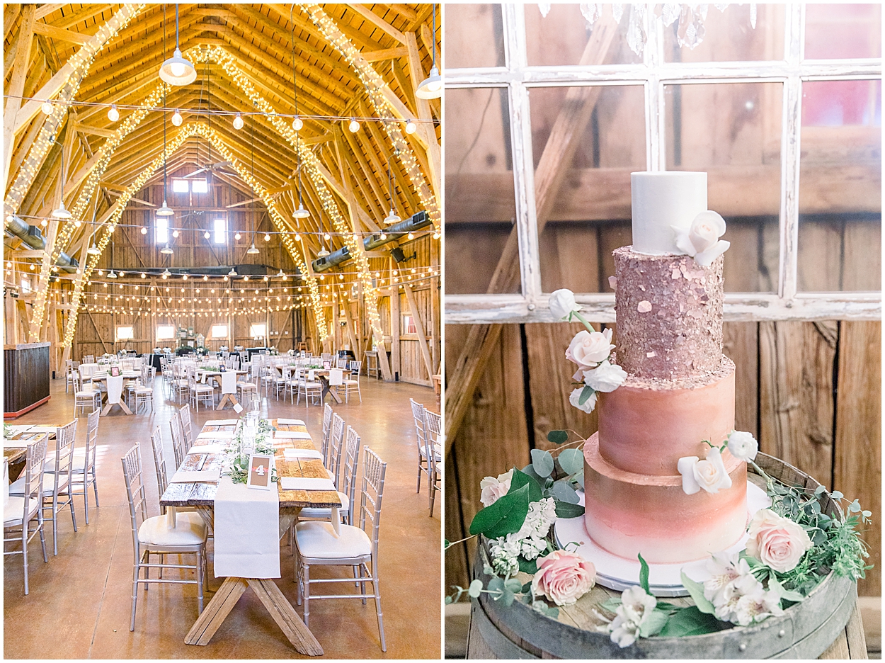 Windmill Winery Barn Reception, Honeybee Wedding Cake, Blush wedding cake