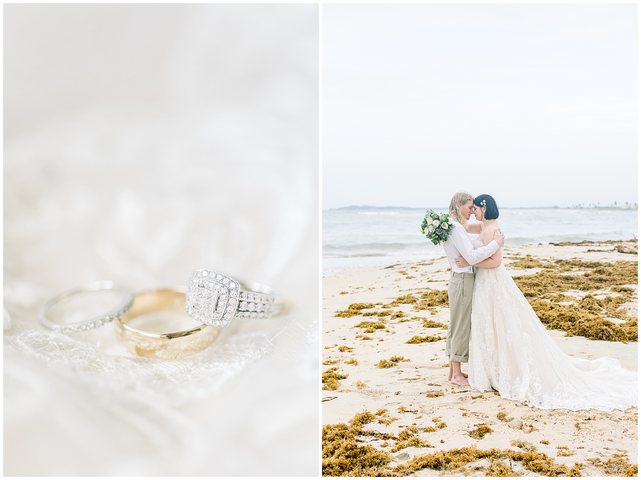 Wedding Rings, Bride and Groom in Punta Cana on beach