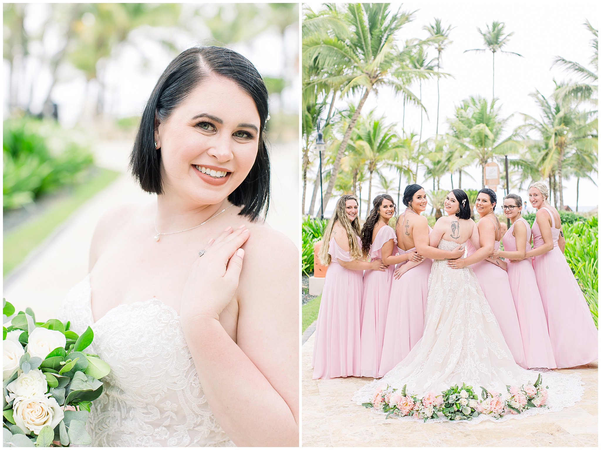 Bridesmaid Picture, Pink bridesmaid dresses, tropical, Dreams Punta Cana