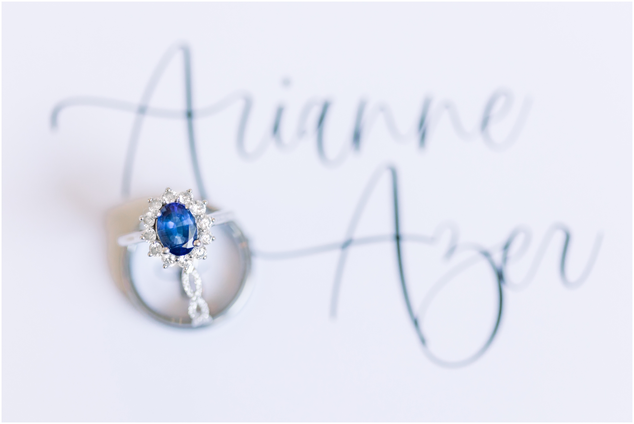 Blue Sapphire Diamond Ring, wedding invitation suite
