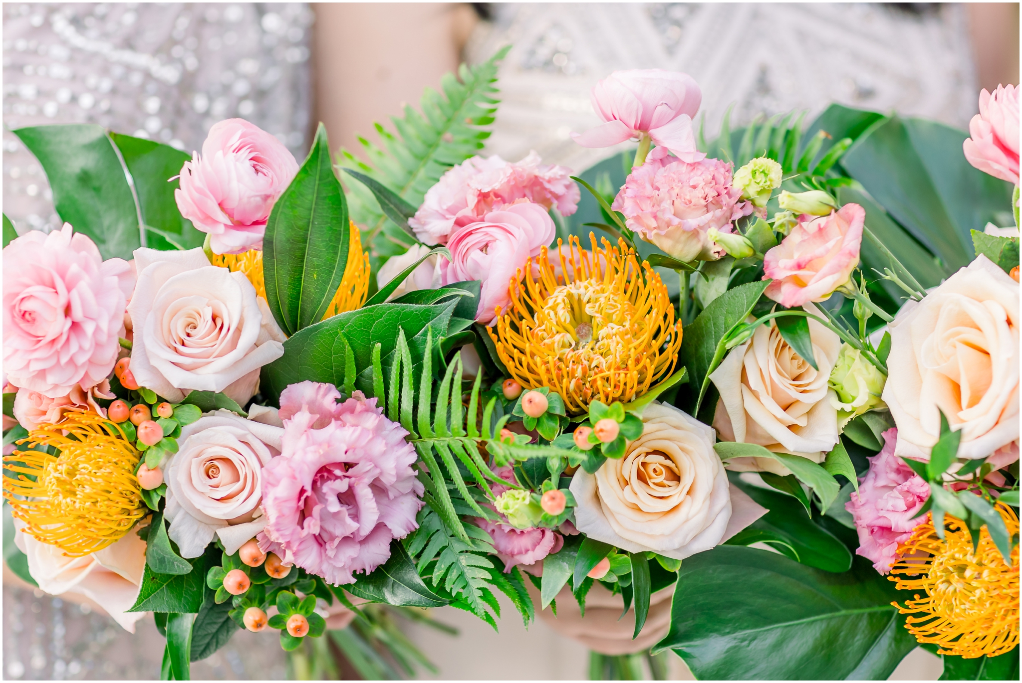 Tropical Wedding Bouquet, Pinks, Orange