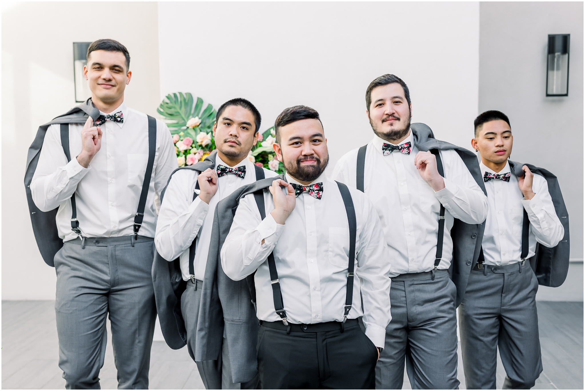 SoHo63 Tropical Wedding, Groom and Groomsmen, Grey Suits
