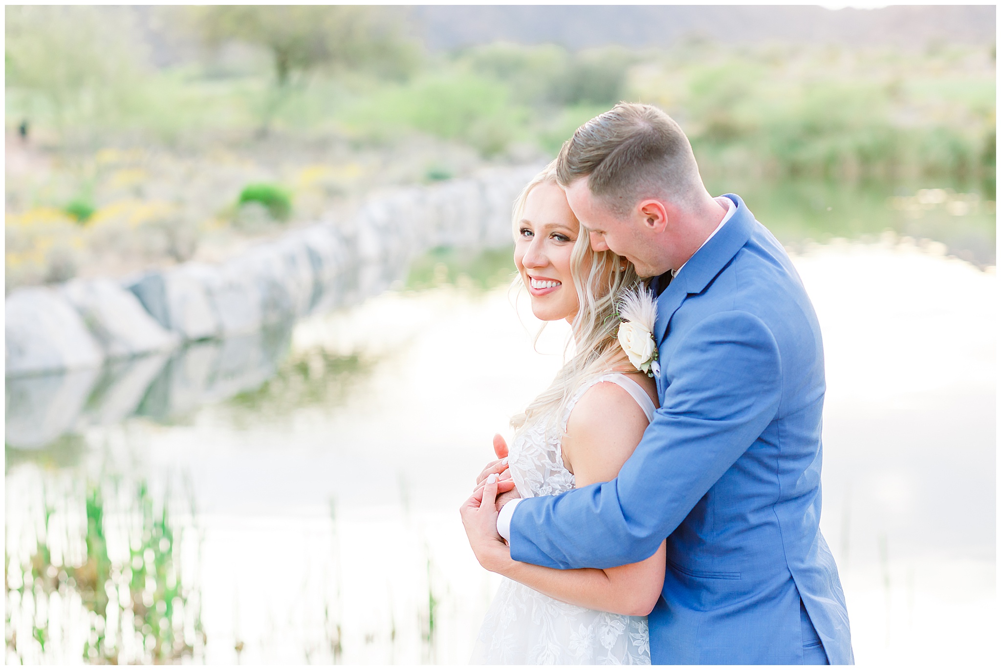Blue and Sage Wedding, Bride and Groom Portraits