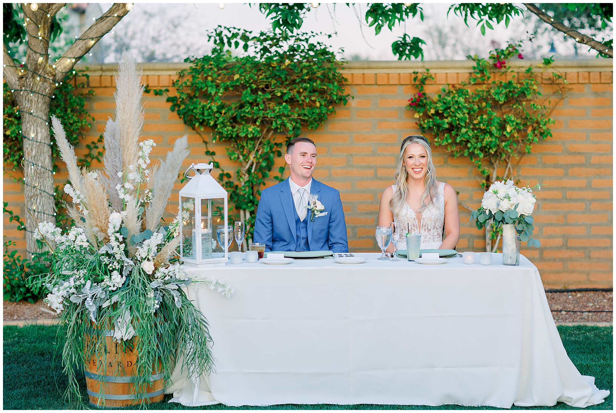 Bride and Groom Sitting at Table