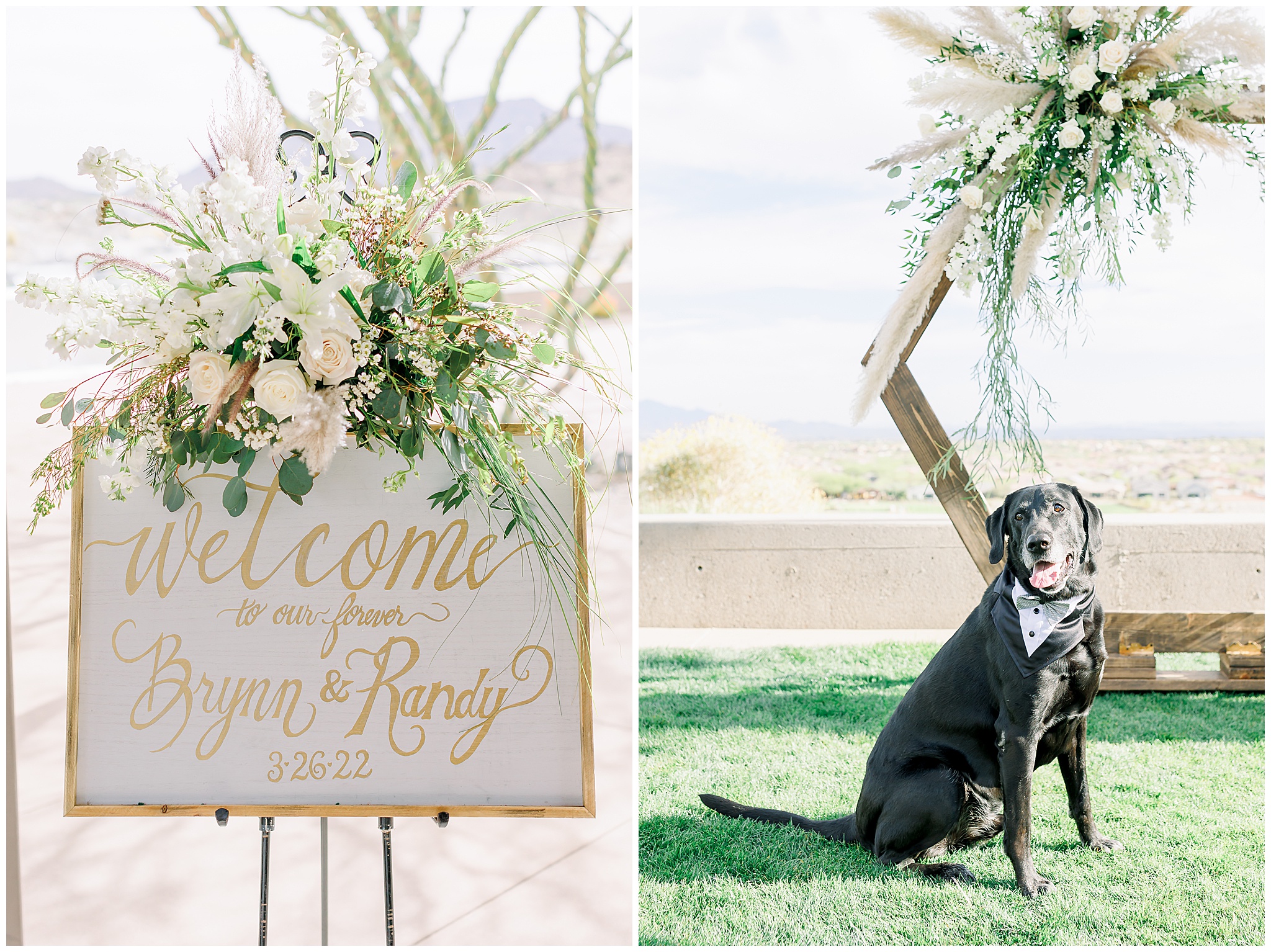 Welcome Sign with florals, Ring Bearer Dog, Black Lab