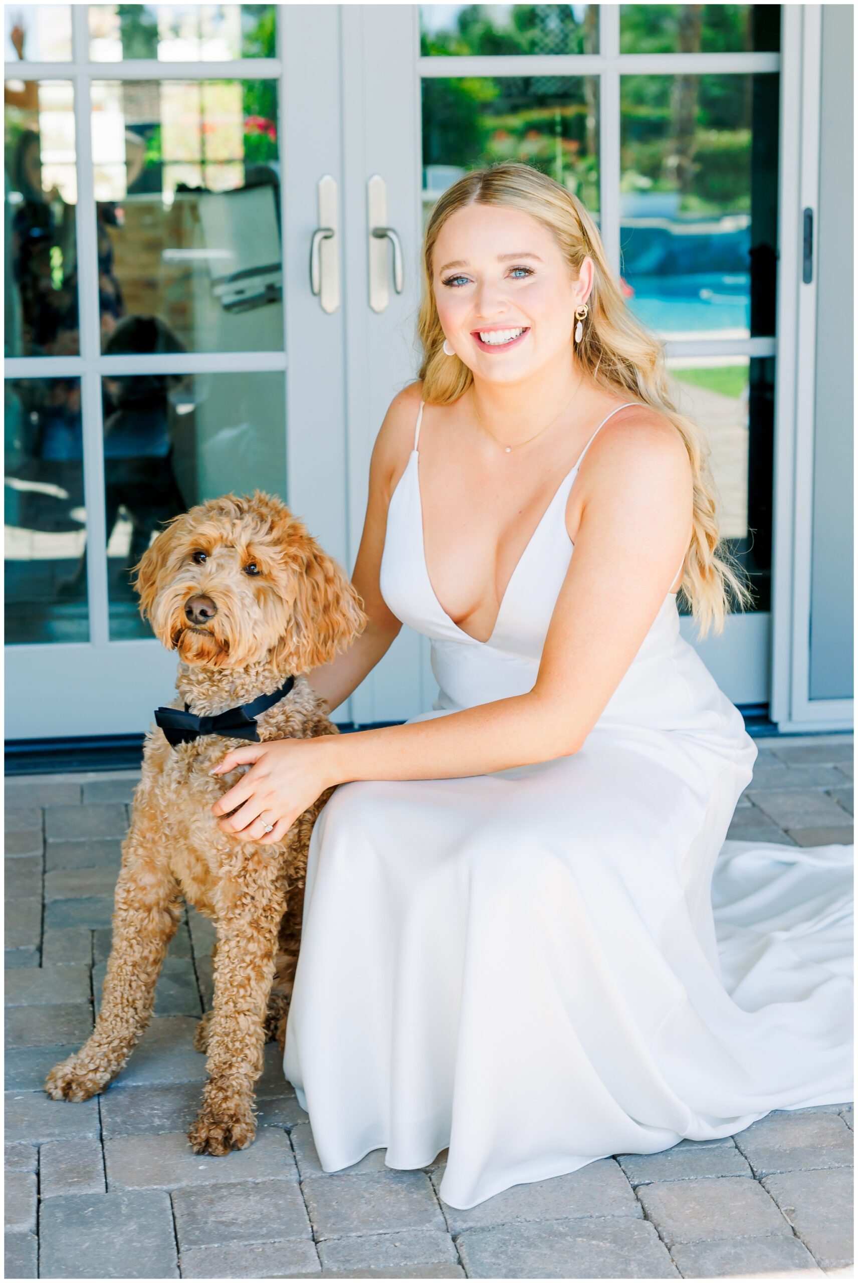 bride with goldendoodle