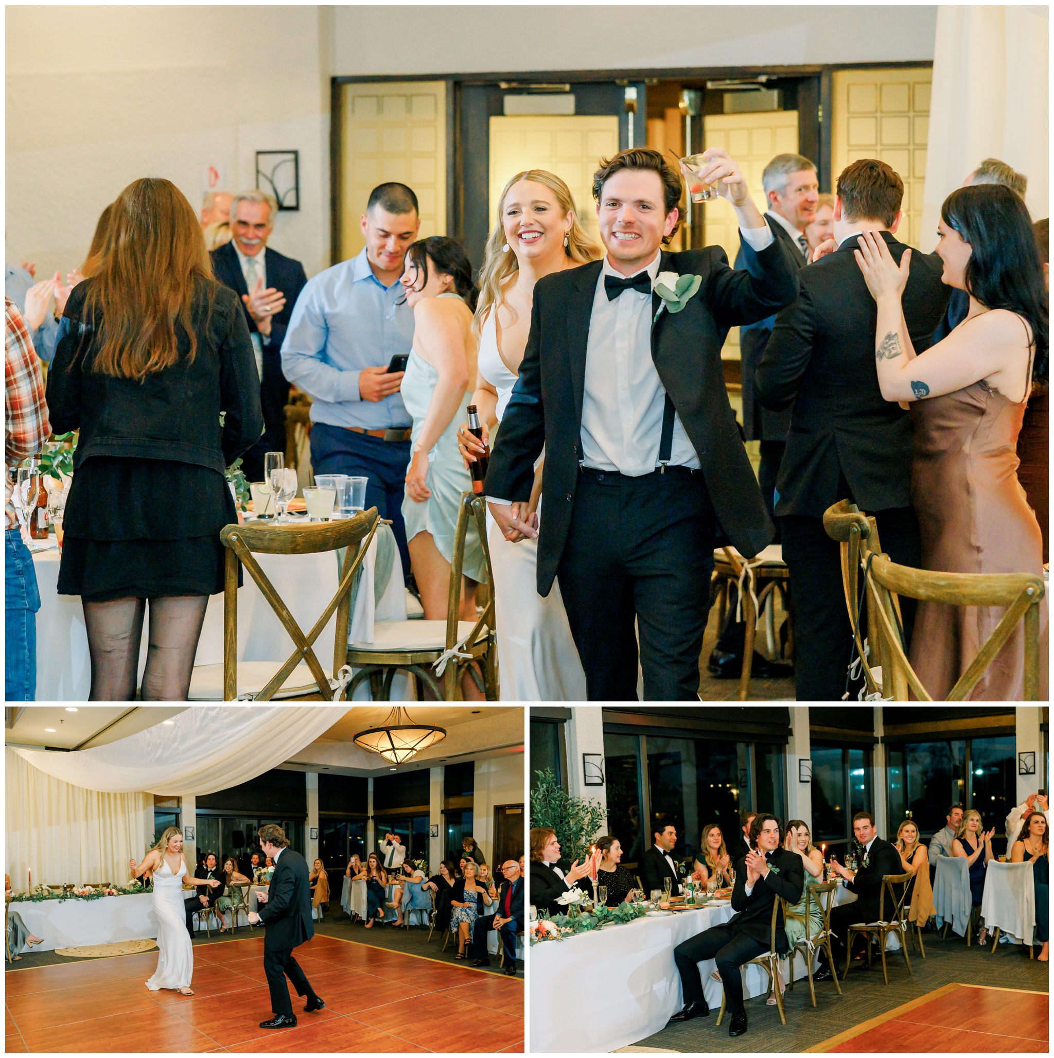 Bride and groom dancing at reception