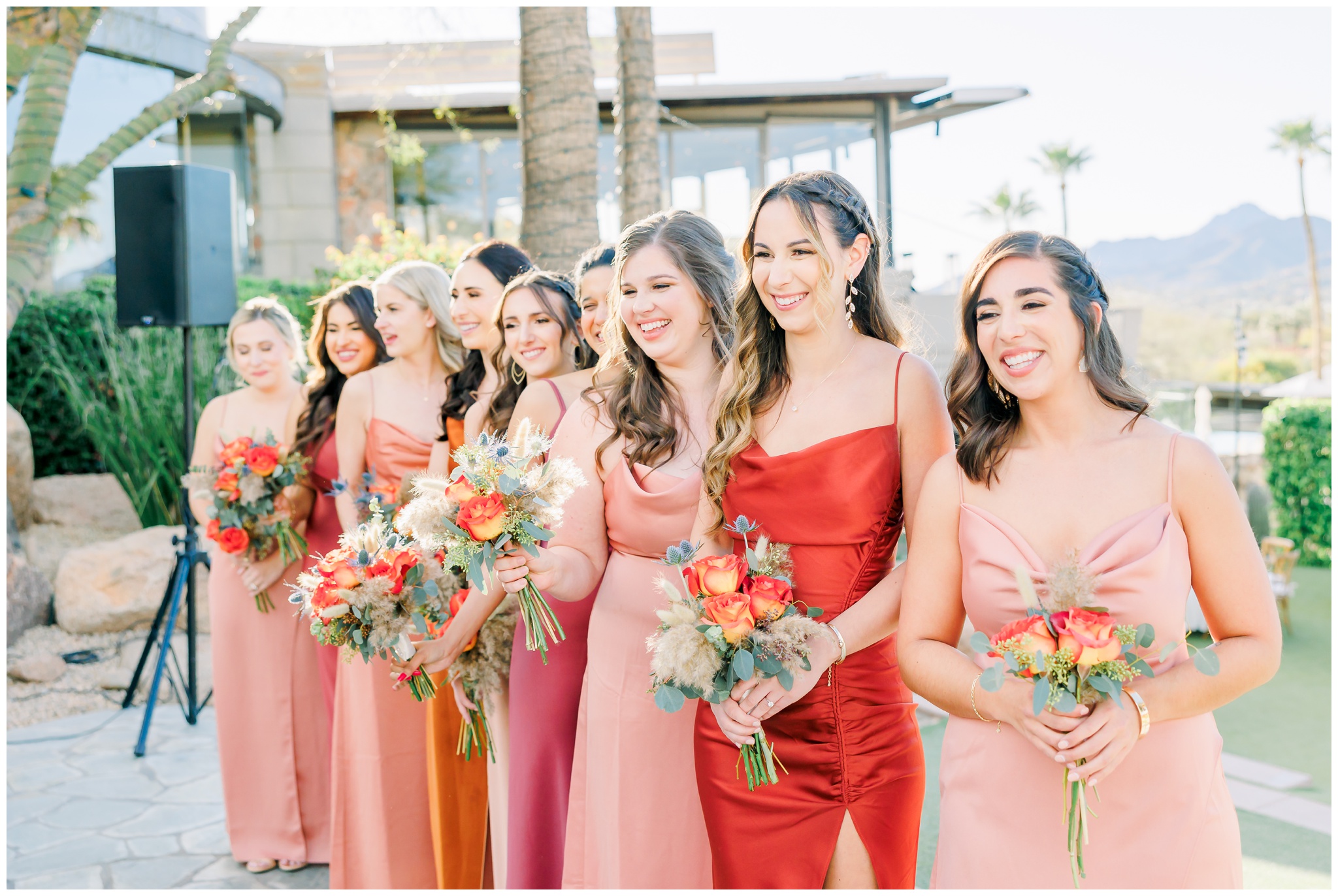 Sedona wedding color dresses, bridesmaids
