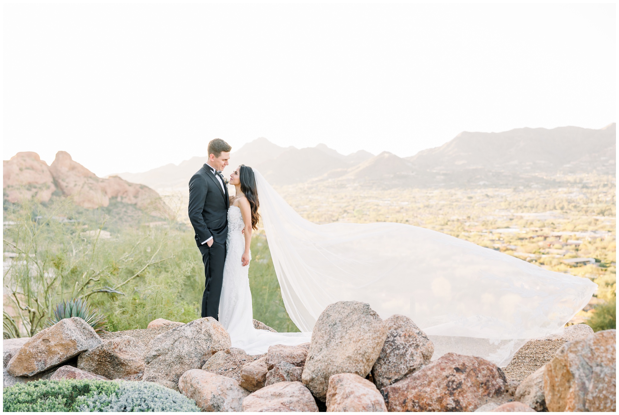 Husband and Wife sunset portraits at Sanctuary at Camelback