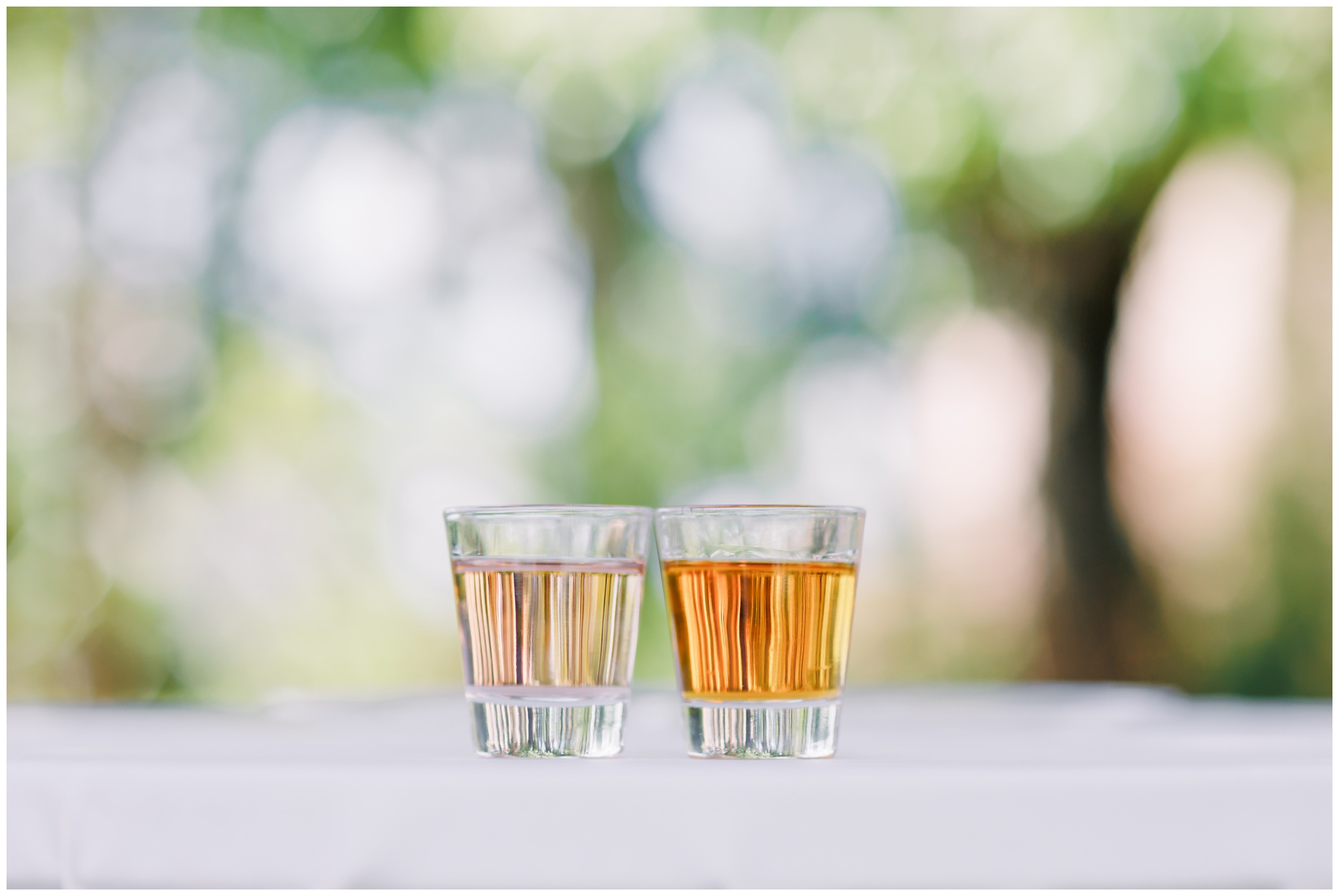 shot of whiskey and shot of wine for ceremony