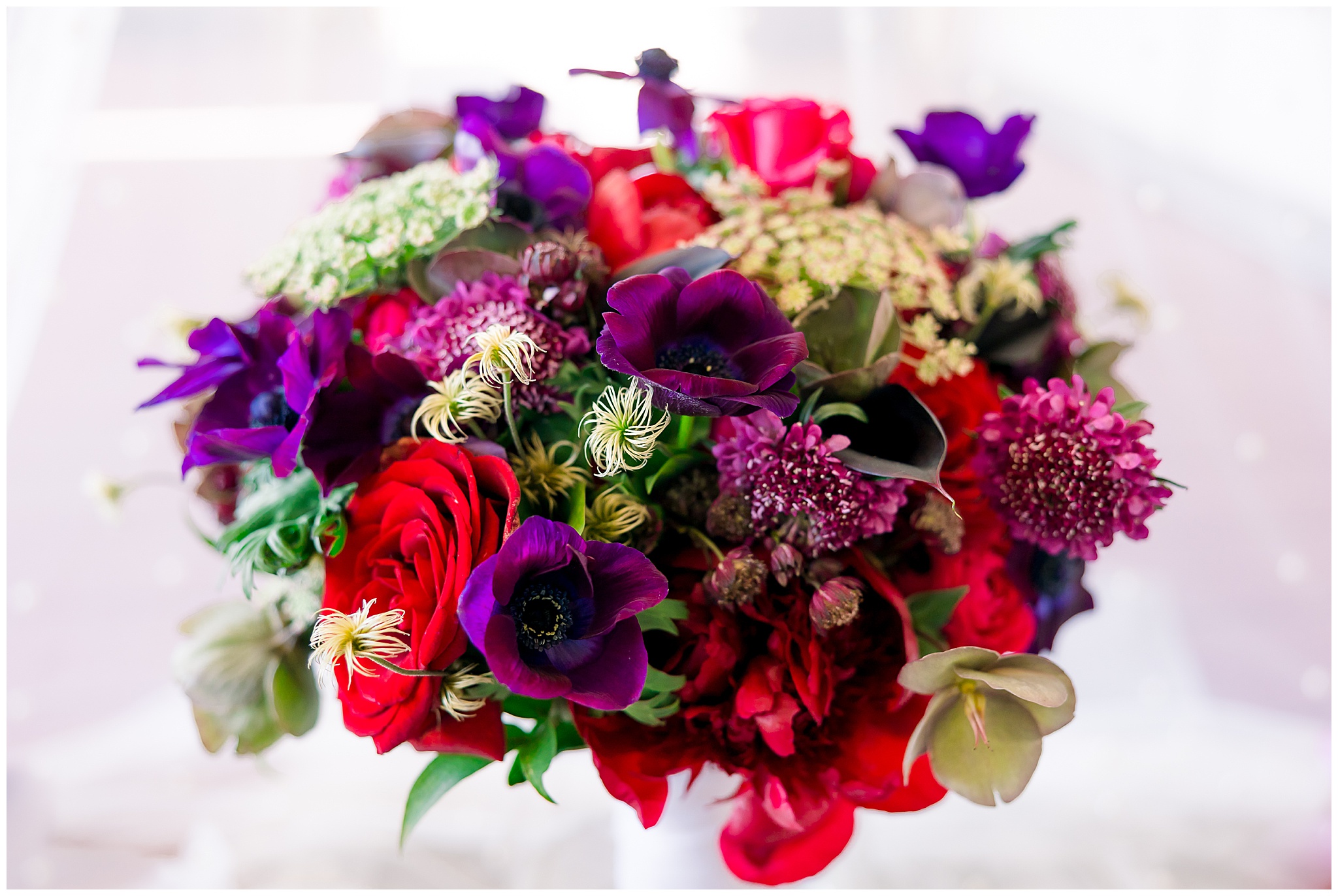 bridal bouquet, red, purple, pink flowers
