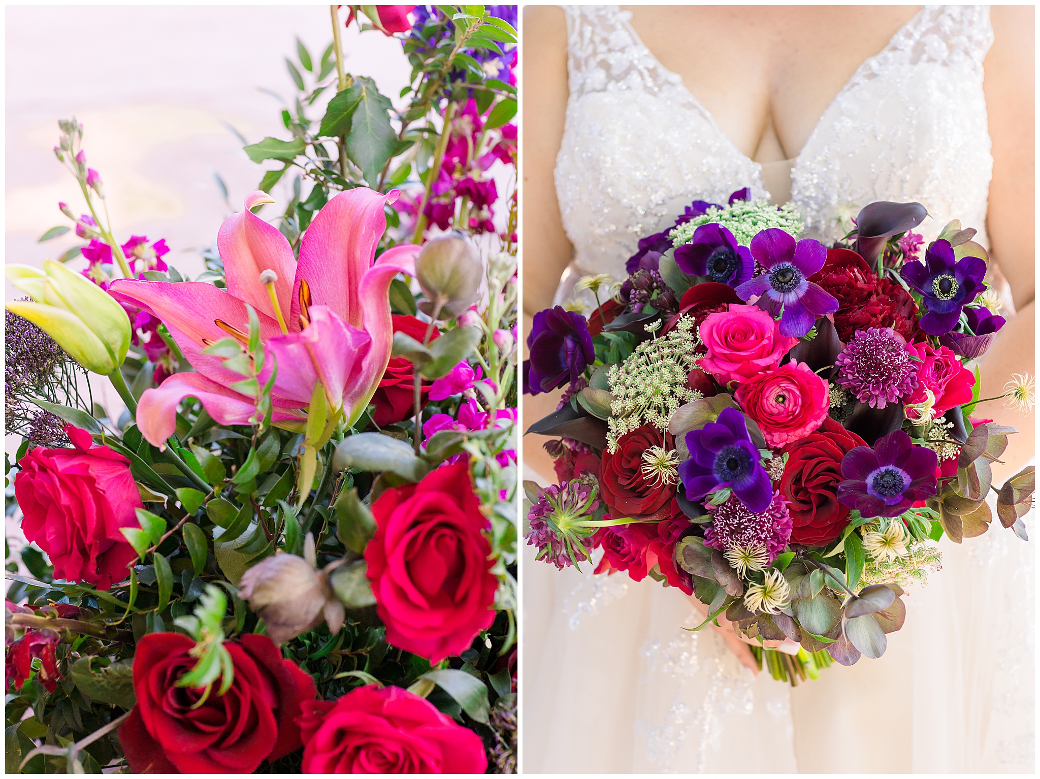 pink, purple, green red bouquet