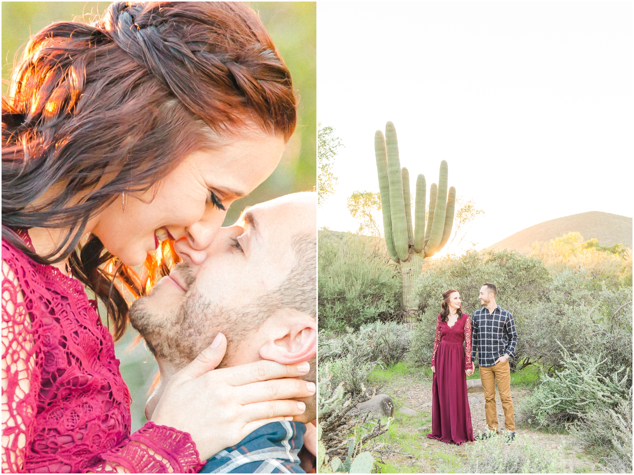 Cave Creek Engagement, couple embrace in desert