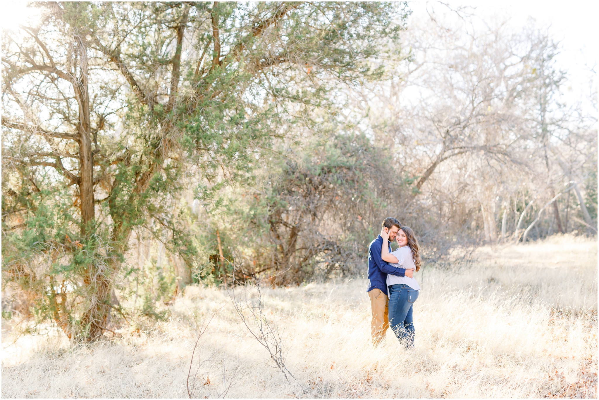 couple embracing at Crescent Moon Ranch